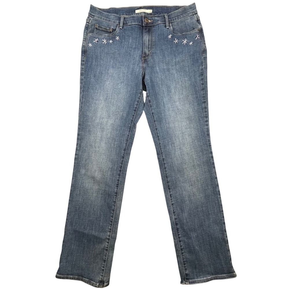 Levi's Blue 505 Straight Embroidered Floral Jeans Women 31